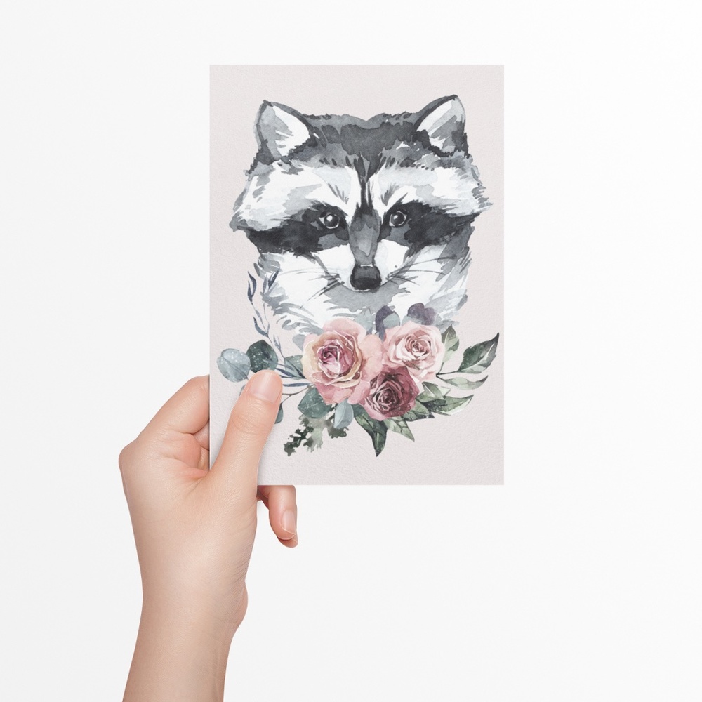 Raccoon Wall Art Watercolor Illustration Print Poster Unframed - Picture 8 of 10